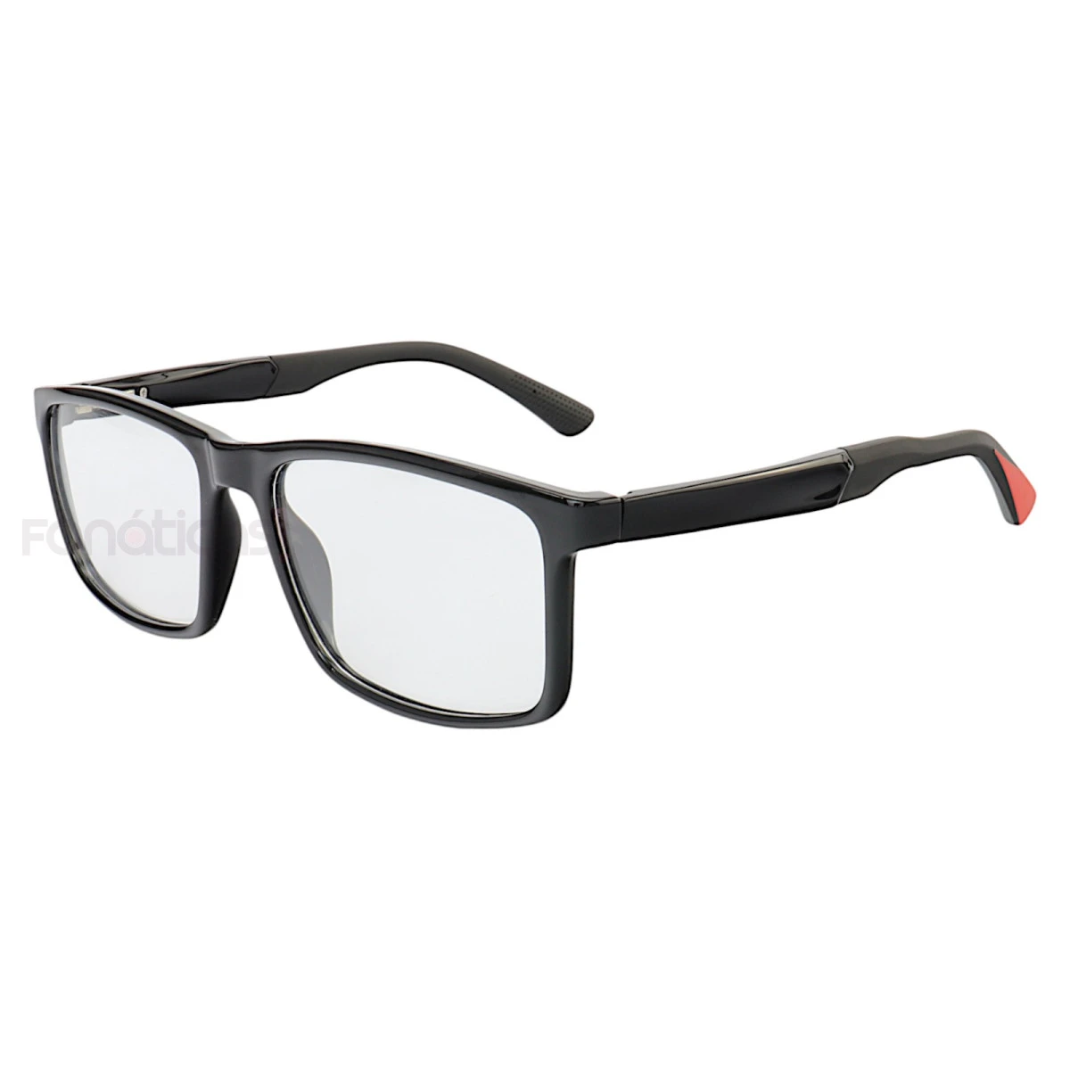 Armação de Óculos 76009 Quadrado Preto e Vermelho