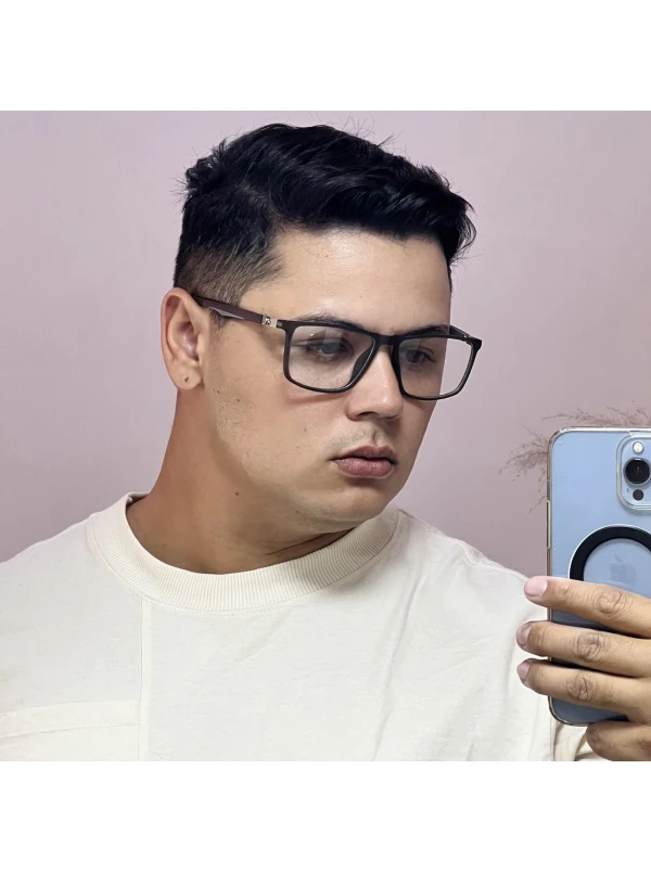 Armação de Óculos GB8005 Retangular Cinza e Marrom