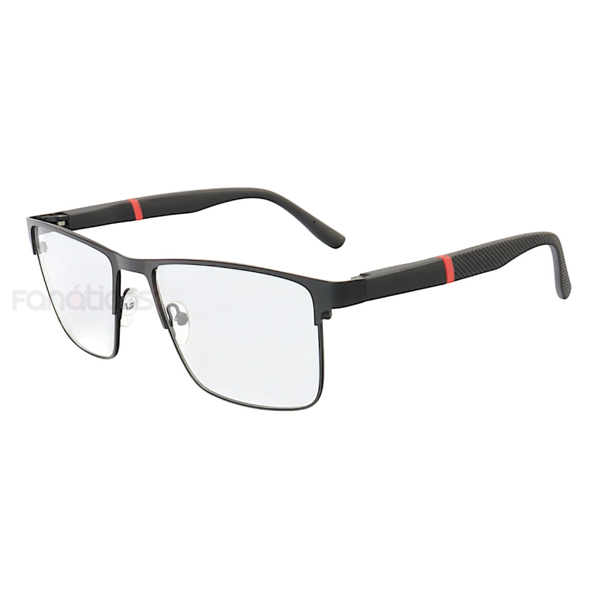 Armação de Óculos 2306 Quadrado Preto e Vermelho
