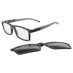 Armação de Óculos Retangular Clipon 2 em 1 JC1198 Preto e Cinza