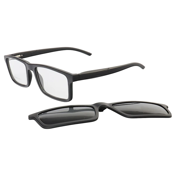 Armação de Óculos Retangular Clipon 2 em 1 JC1198 Preto