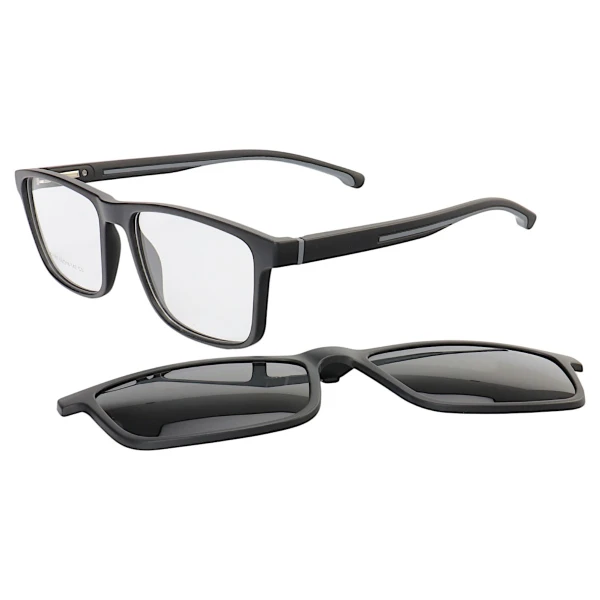 Armação de Óculos Quadrado Clipon 2 em 1 JC1197 Preto e Cinza