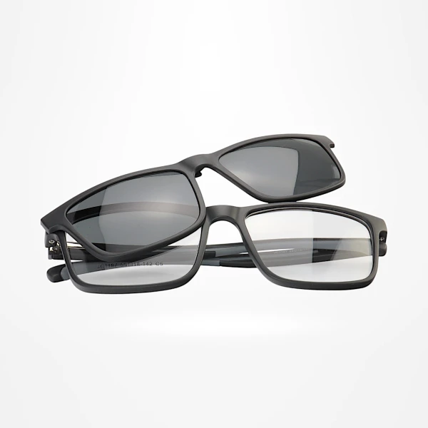 Armação de Óculos Quadrado Clipon 2 em 1 JC1197 Preto e Cinza