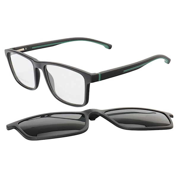Armação de Óculos Quadrado Clipon 2 em 1 JC1197 Preto e Verde