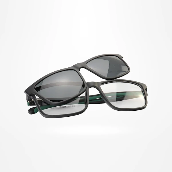 Armação de Óculos Quadrado Clipon 2 em 1 JC1197 Preto e Verde
