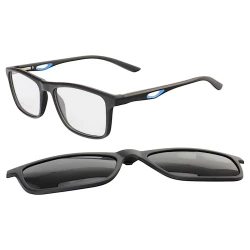 Armação de Óculos Quadrado Clipon 2 em 1 JC1194 Preto e Azul
