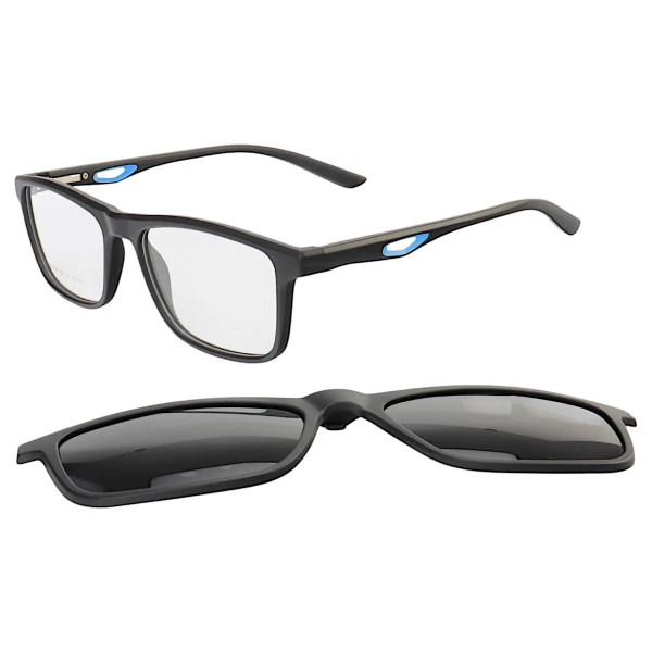 Armação de Óculos Quadrado Clipon 2 em 1 JC1194 Preto e Azul