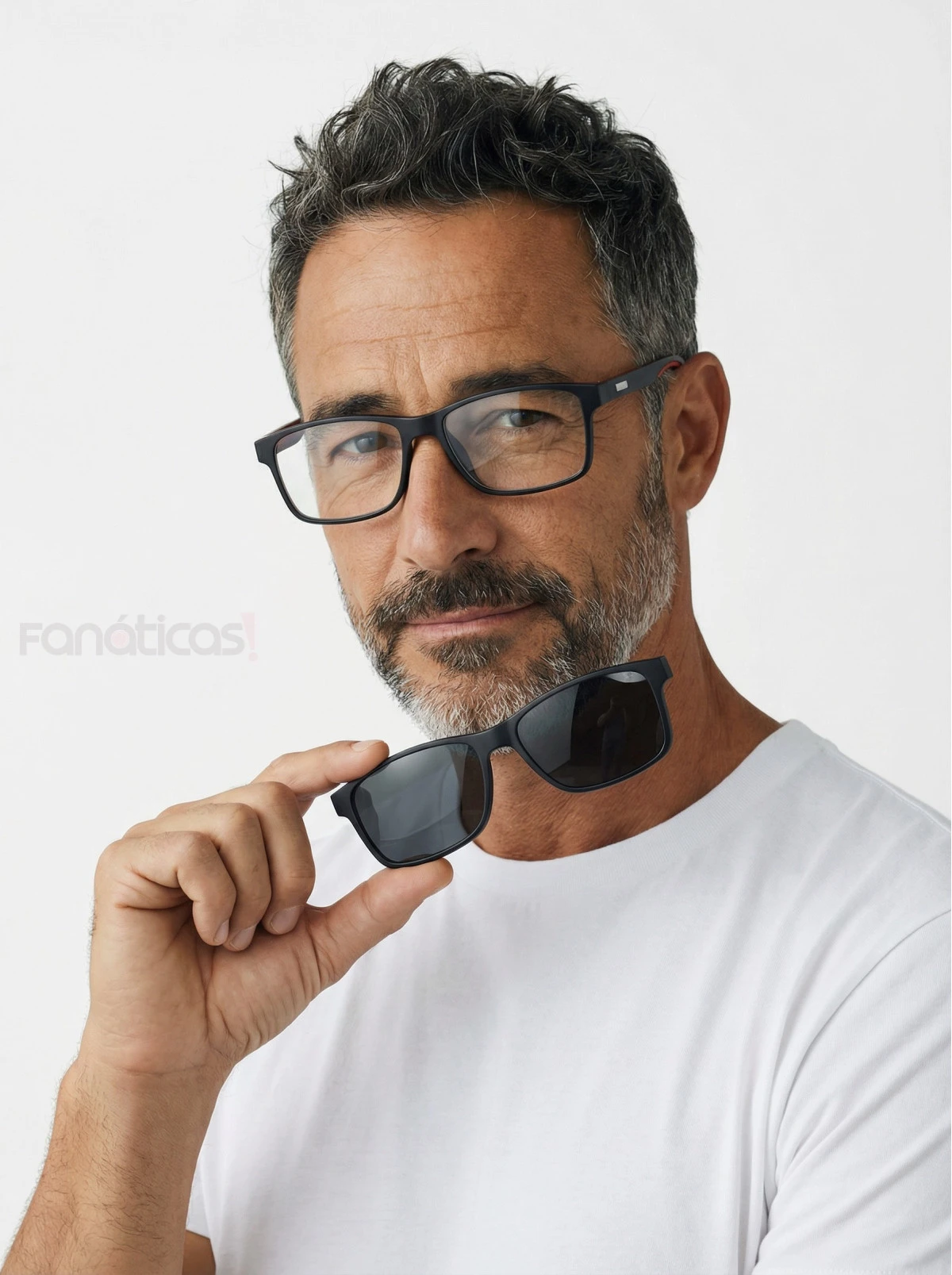 Armação de Óculos Quadrado Clipon 2 em 1 JC1201 Preto e Vermelho