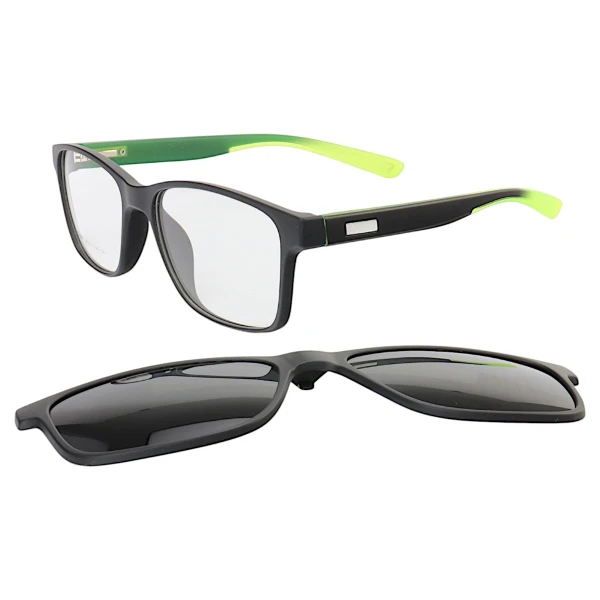 Armação de Óculos Quadrado Clipon 2 em 1 JC1201 Preto e Verde