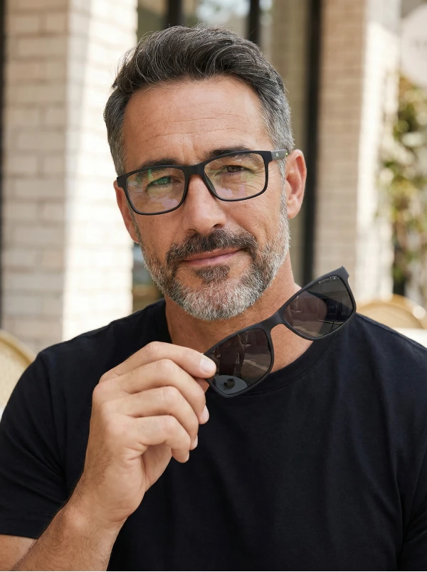 Armação de Óculos Quadrado Clipon 2 em 1 JC1201 Preto e Verde