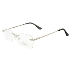 Armação de Óculos Retangular Flutuante Sem Aro Titânio Prata