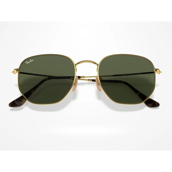 Óculos de Sol Hexagonal Dourado e Lente G15 RB3548