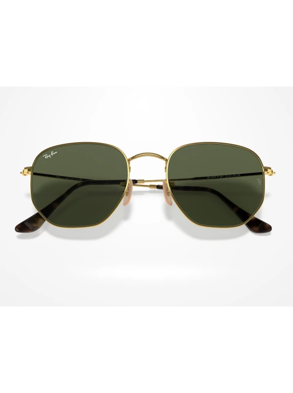 Óculos de Sol Hexagonal Dourado e Lente G15 RB3548