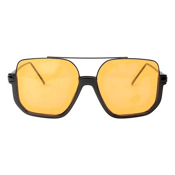 Óculos De Sol Quadrado Blogueiras Preto e Lente Amarela