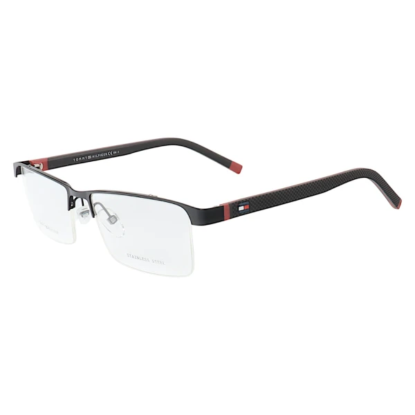 Armação de Óculos Retangular Nylon TH1717 Preto e Vermelho