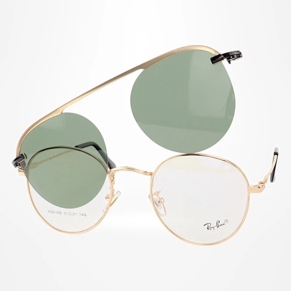 Armação de Óculos Clipon Round RB6168 Dourado e Lente Verde