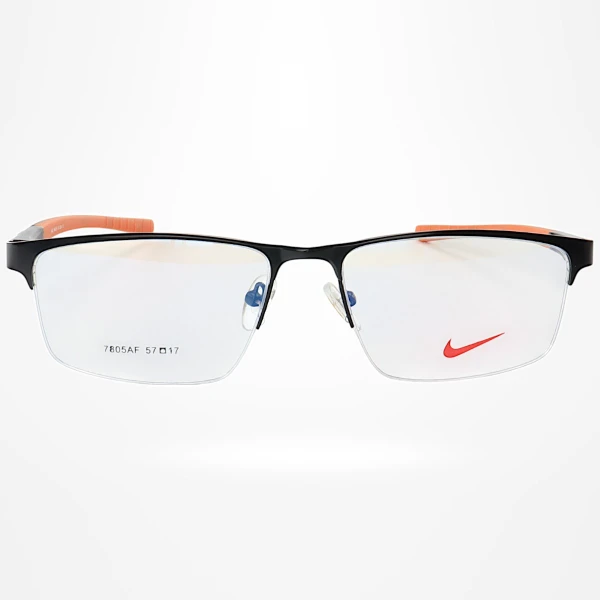 Armação de Óculos Retangular 7805AF Preto e Laranja