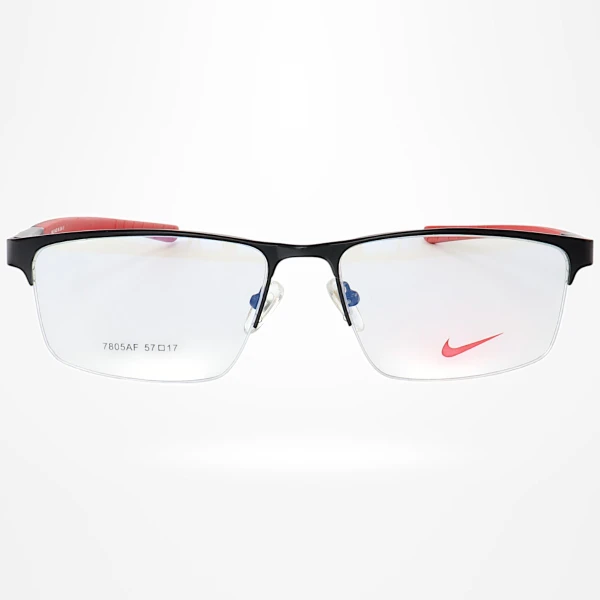 Armação de Óculos Retangular 7805AF Preto e Vermelho