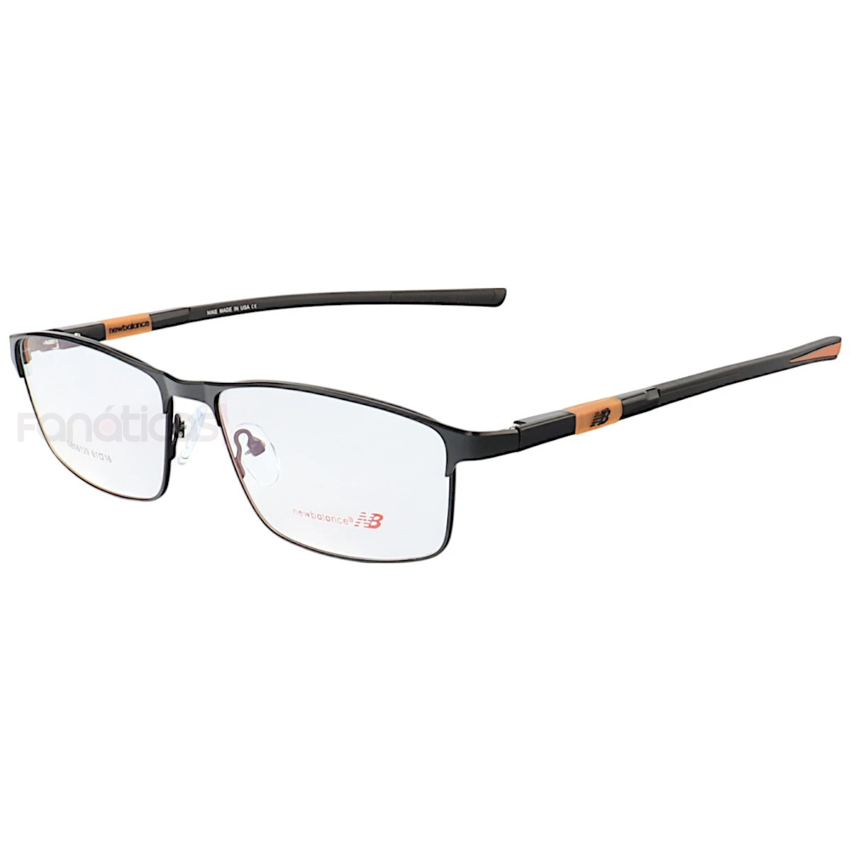 Armação de Óculos Retangular NB06129 Preto e Laranja