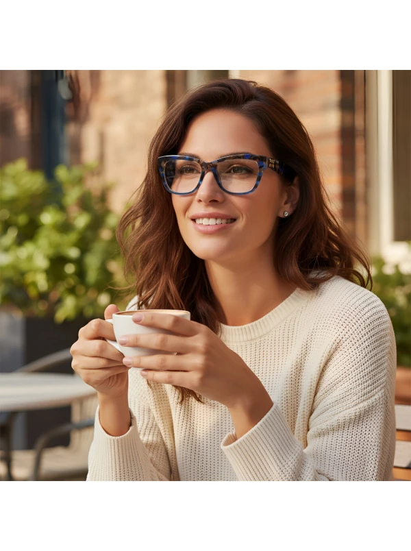 Armação de Óculos Gatinho VMV03UV Azul Tartaruga