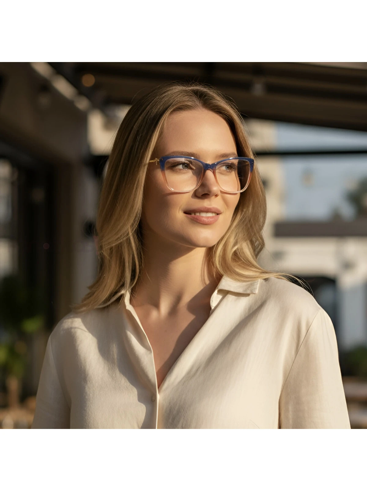 Armação de Óculos Quadrada TF2162 Azul Rosa Degrade