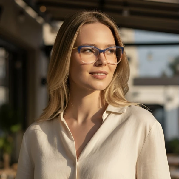 Armação de Óculos Quadrada TF2162 Azul Rosa Degrade