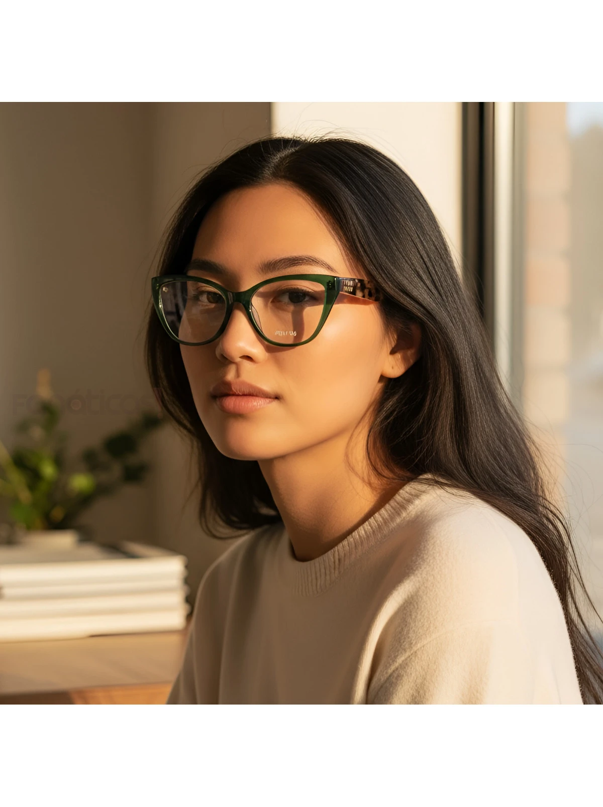 Armação de Óculos Gatinho VMV02UV Verde e Tartaruga