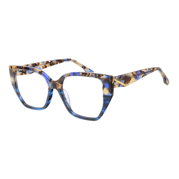 Armação de Óculos Quadrada FE50073 Azul Tartaruga