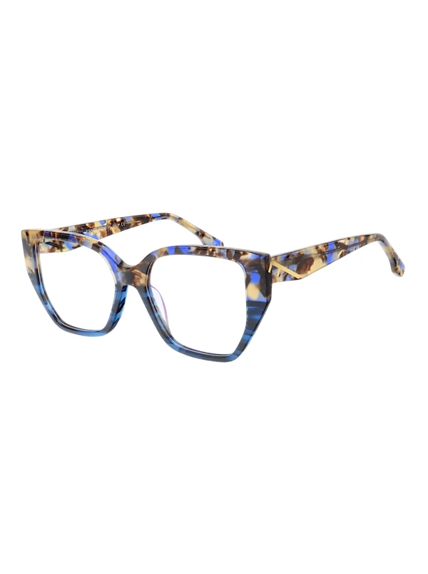 Armação de Óculos Quadrada FE50073 Azul Tartaruga