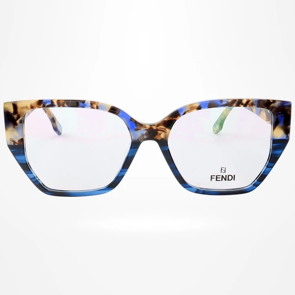 Armação de Óculos Quadrada FE50073 Azul Tartaruga