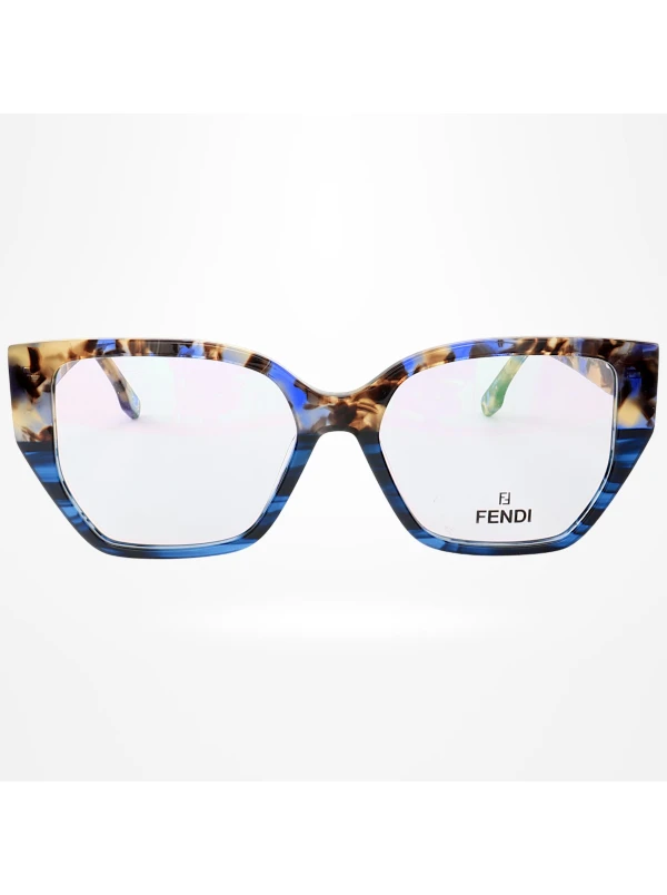 Armação de Óculos Quadrada FE50073 Azul Tartaruga