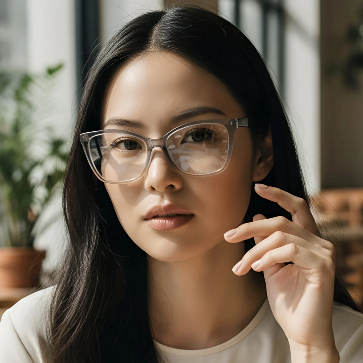 Armação de Óculos Quadrado CH589 Cinza Escuro Degrade