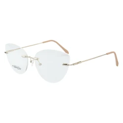 Armação de Óculos Gatinho Balgriff Memory Titanium MT6845 Prata e Rosa