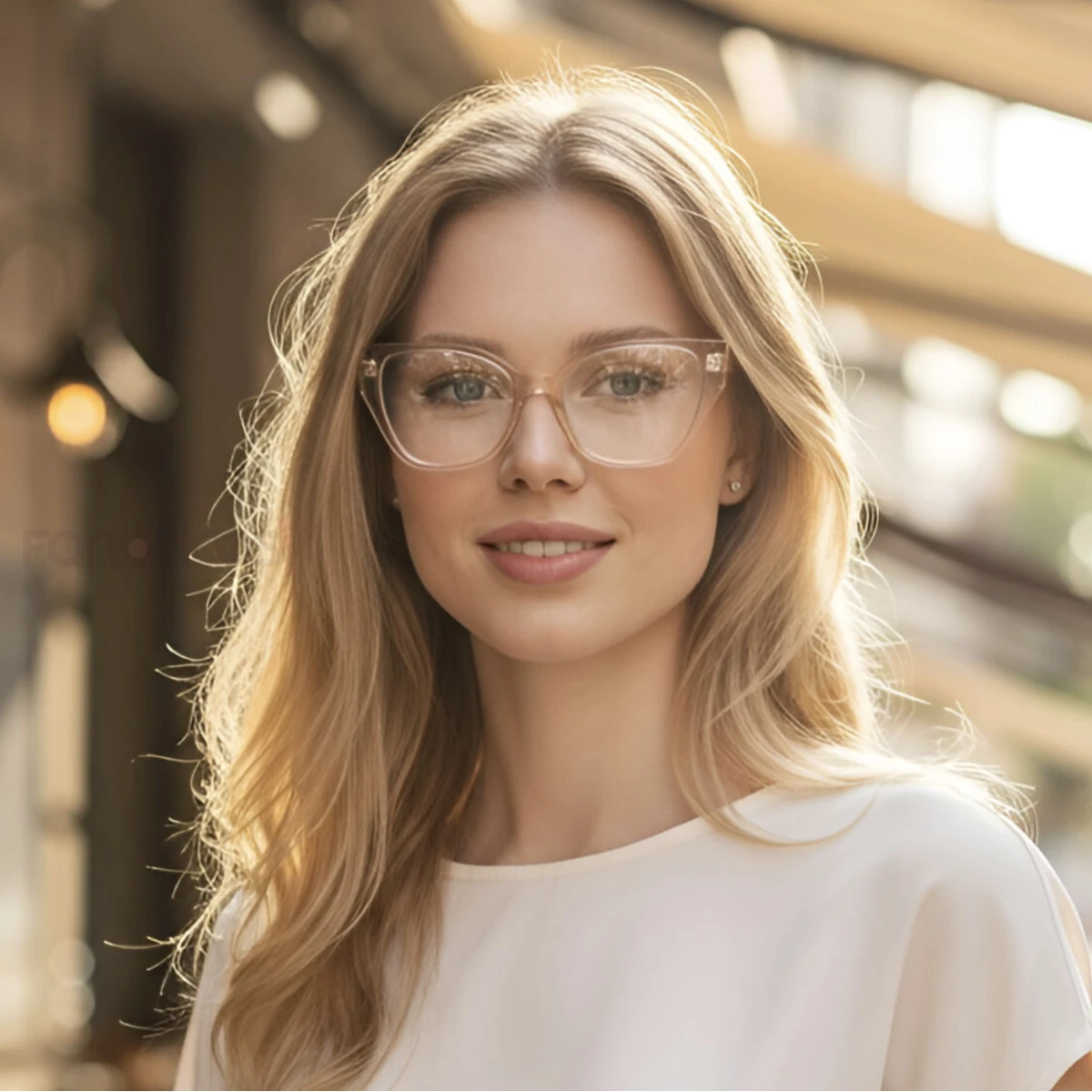 Armação de Óculos Quadrado MC3943 Nude Translucida