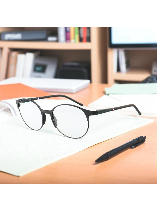 Armação de Óculos Redonda ZR233 Preto e Verde