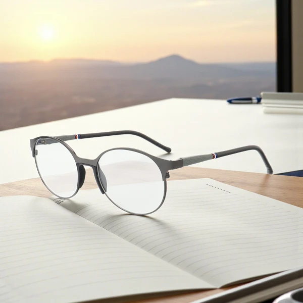 Armação de Óculos Redonda ZR233 Preto e Cinza