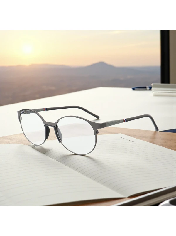 Armação de Óculos Redonda ZR233 Preto e Cinza