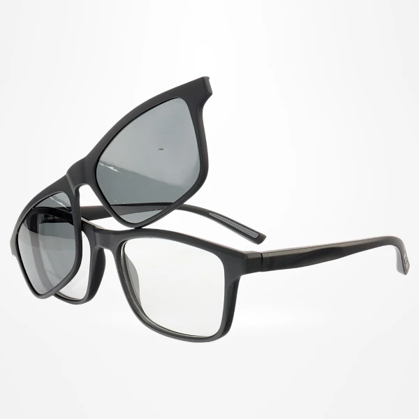 Armação de Óculos Quadrado Clipon 2 em 1 JC1192 Preto e Cinza