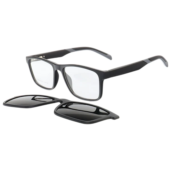 Armação de Óculos Quadrado Clipon 2 em 1 JC1202 Preto e Cinza