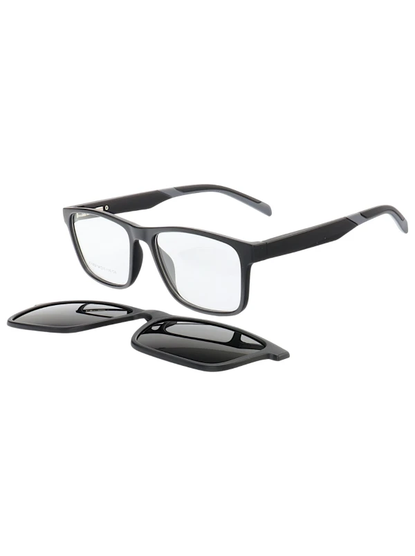 Armação de Óculos Quadrado Clipon 2 em 1 JC1202 Preto e Cinza