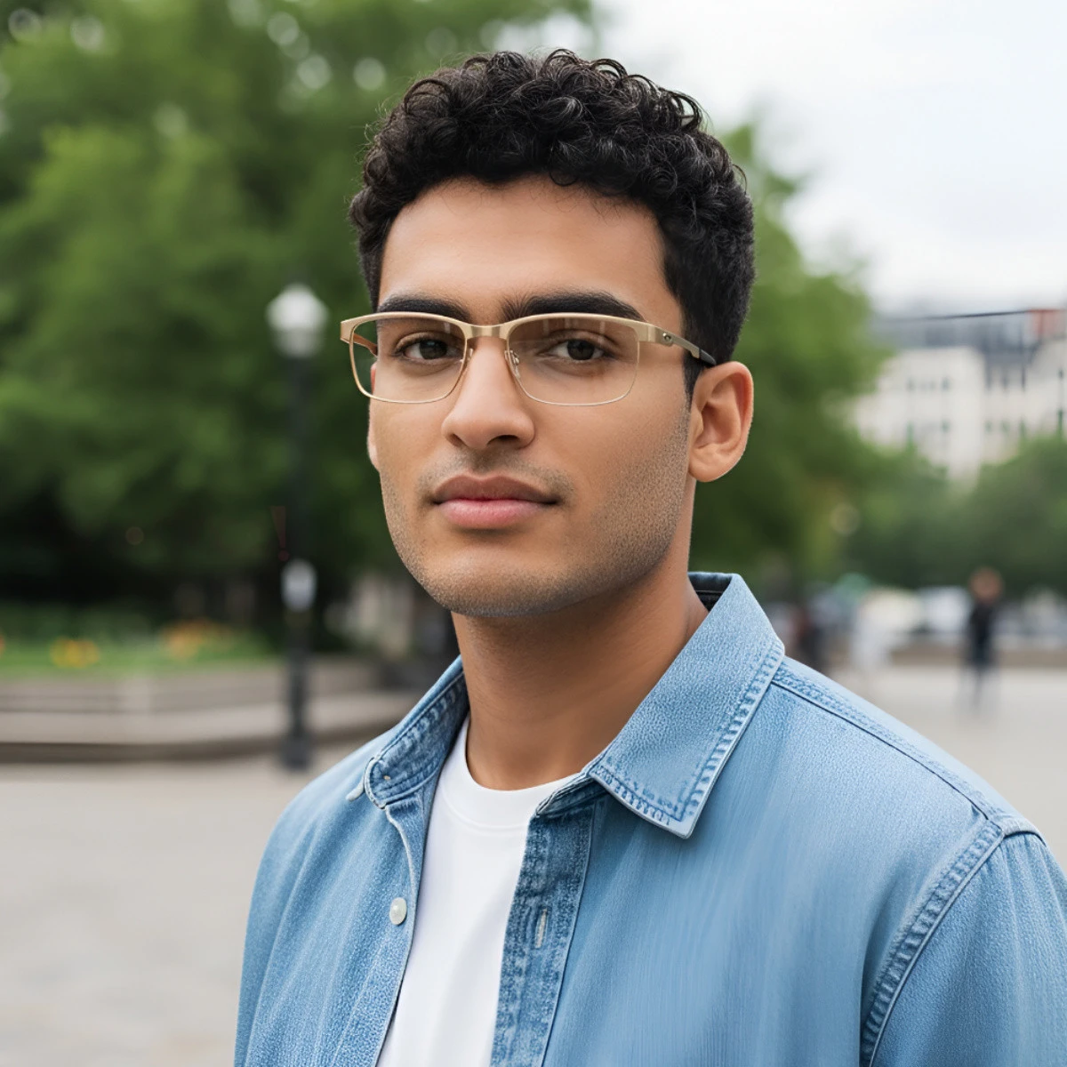 Armação de Óculos Retangular Fio Nylon OX3222 Dourado