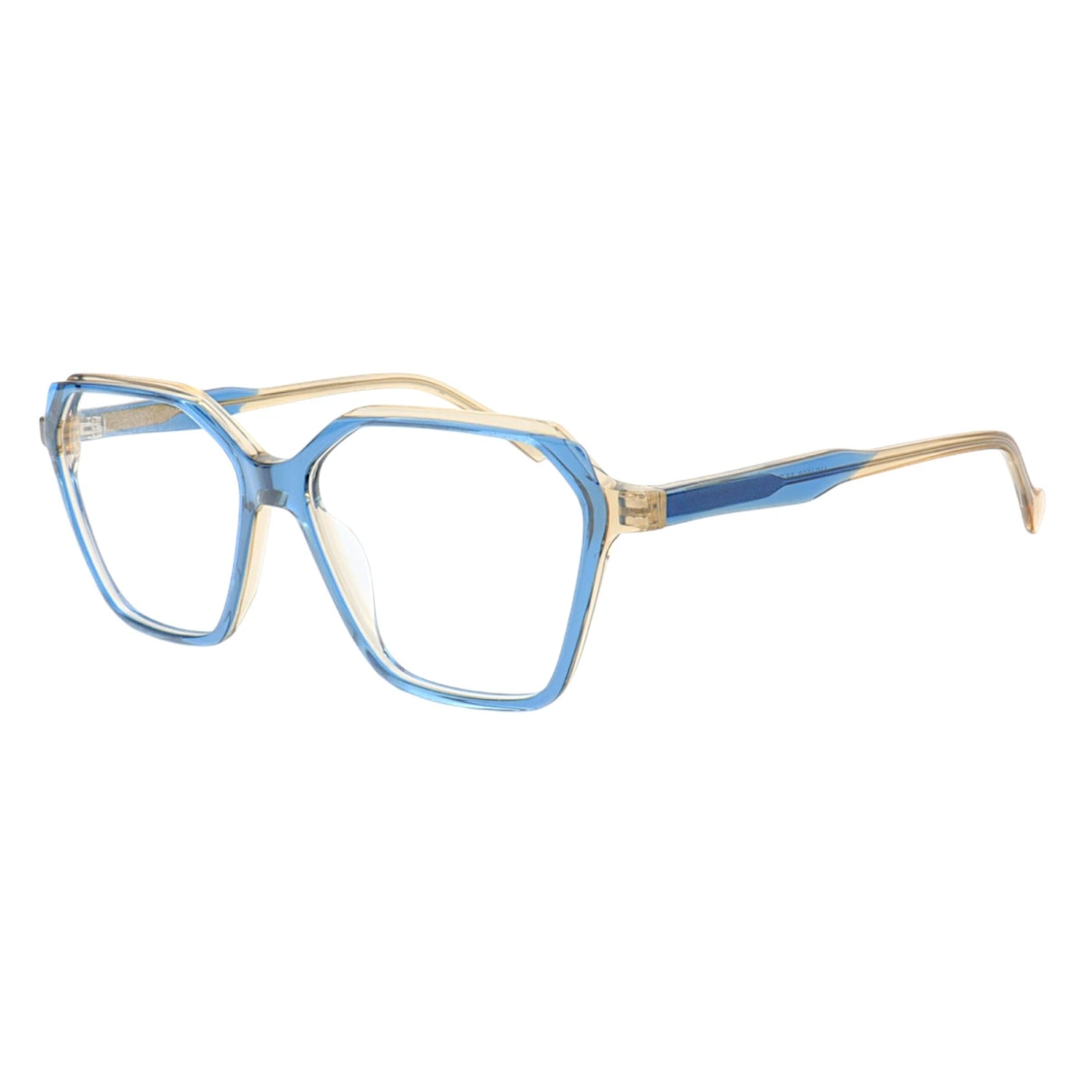 Armação de Óculos Retangular MC4008 Azul e Creme