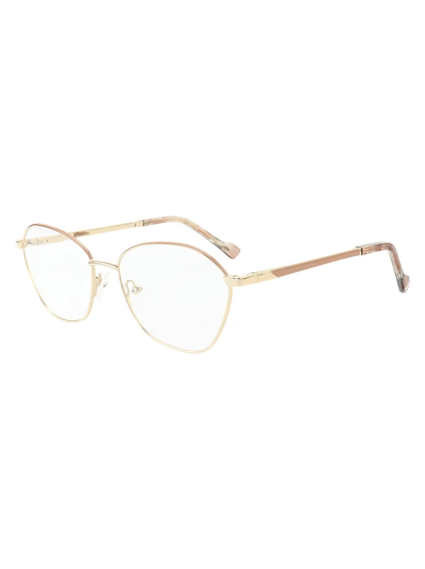Armação de Óculos Oval MT8021 Dourado e Nude