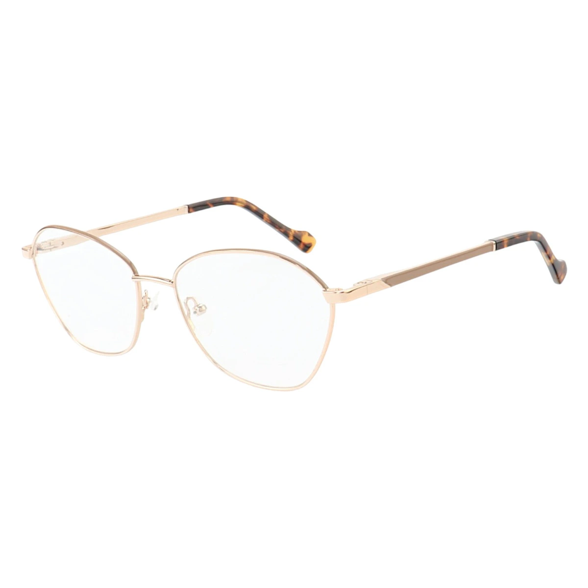 Armação de Óculos Oval MT8021 Dourado e Nude Tartaruga