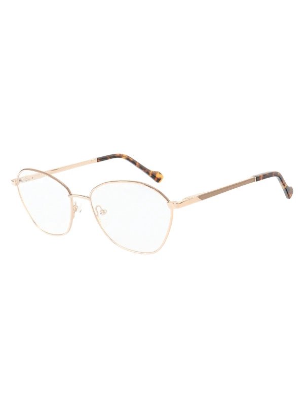 Armação de Óculos Oval MT8021 Dourado e Nude Tartaruga