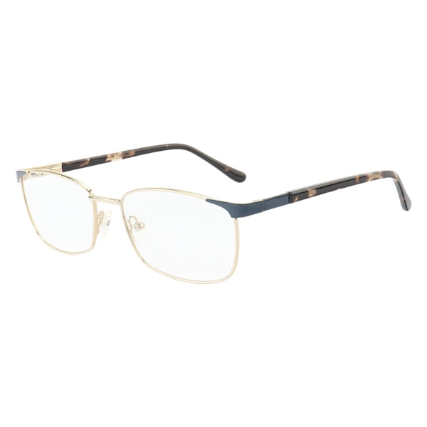 Armação de Óculos Retangular MT6913 Dourado e Azul Tartaruga