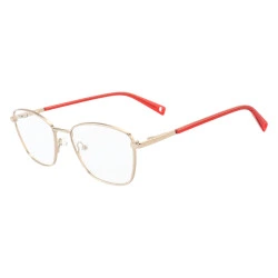 Armação de Óculos Oval MT8050 Dourado e Vermelho