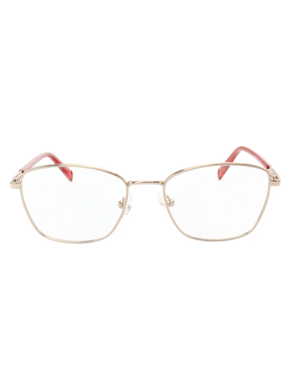 Armação de Óculos Oval MT8050 Dourado e Vermelho