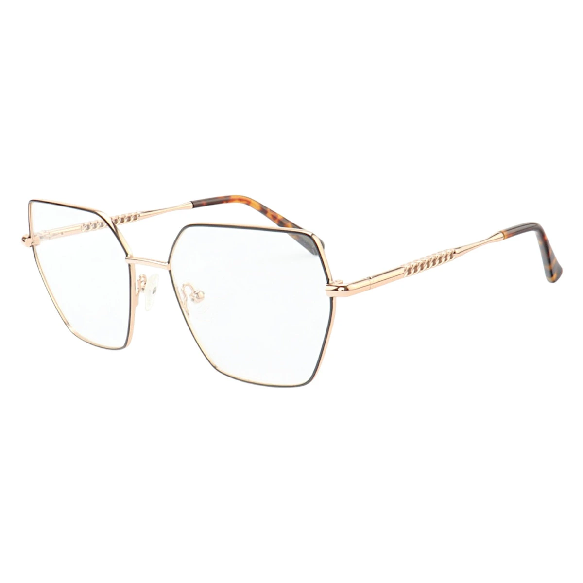 Armação de Óculos Quadrado MT6985 Dourado e Preto Tartaruga
