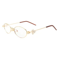 Armação de Óculos Oval RM0837 Diamond Dourado e Marrom